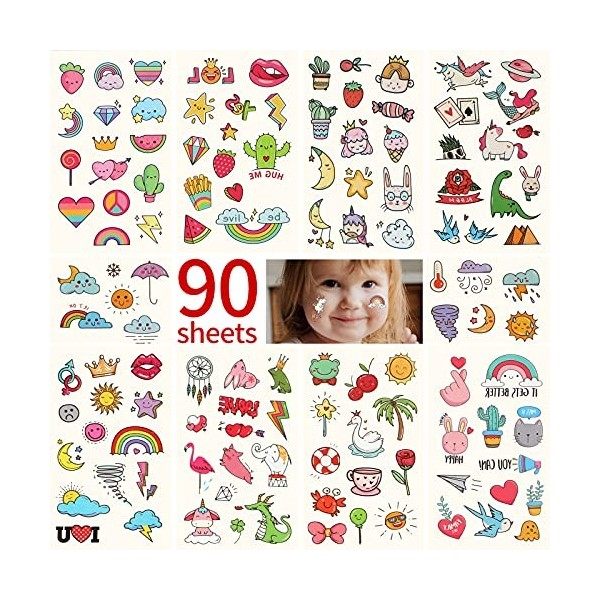 Metker 90 sheets 1000 patterns kids waterproof Temporary Tattoos, childrens temporary tattoo toys,suitable for birthday pa