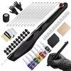 Hawink Hand Poke a Stick Tattoo Kit Kit doutils de tatouage DIY Kit avec 7 encres 20 PCS Aiguilles GK-HW803TN01-1