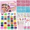 Kit Tatouage Paillettes, 30 Couleurs Tatouage Temporaire Enfant mit 139 Pochoirs Tatouage, 4 Feuilles Autocollants de Tatouag