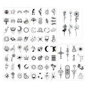 PLABBDPL Réaliste Tatouages temporaires Ensembles 6 Feuilles, Tatouage Temporaire Femme Sexy Papillon Fleurs Abdomen, Poitrin