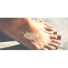 Plume Tatouages Temporaires Métalliques tatouages flash bijoux de peau Or Argent ys51