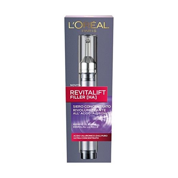 LOréal Paris Revitalift Filler Siero Antirughe Rivolumizzante con Acido Ialuronico Ultra-Concentrato, 16 ml Crème Jour et Nuit
