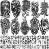 70 Feuilles Tatouage Temporaire Tribal Totem Lion Dragon Hibou Aigle Serpent Demi Bras Tatouages pour Hommes, Tatouages Tempo