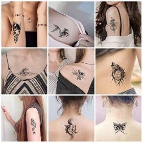 60 Feuilles Tatouage Ephemere Femme, Tatouage Temporaire Tribal Totem, Faux Tatouage Imperméables, Tatouages Temporaires Auto