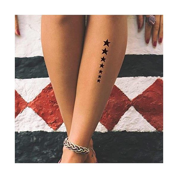 Tatouage Éphémère étoiles noires - 1 Feuille de faux tattoos | Bras, épaule, cou, cheville, main, jambe | Noir | Tatouage tem