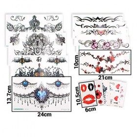 SnailGarden 69 Feuilles Tatouage Temporaire,Impermeable Faux Tatouages,Body Art Autocollant Ensemble,Tatouage Ephemere pour A