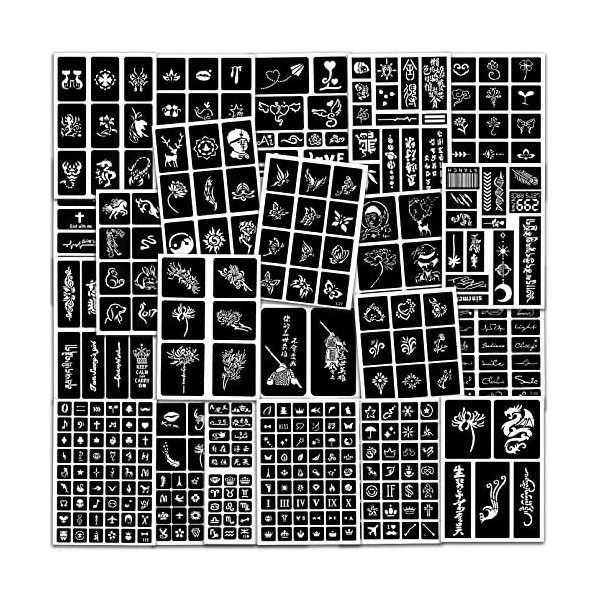 500+ pochoirs réutilisables pour tatouage temporaire, pochoir aérographe, pochoir henné. Tatouage