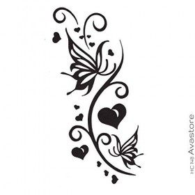 Tatouage Temporaire Femme Brin dAmour Noir Cœur Papillon Tatouage Éphémère pour Femme Brin dAmour - AVASTORE Tatouage