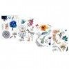 Lot de 4 feuilles de tatouages à fleurs - Motif attrape-rêves - Tatouages oiseaux - Couleur Dream Tatouage