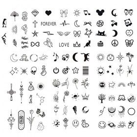 NIANOPKM Ensembles de tatouages ​​temporaires,109 feuilles minuscules petits tatouages ​​amovibles,visage en lin bohème,faux ...
