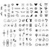 NIANOPKM Ensembles de tatouages ​​temporaires,109 feuilles minuscules petits tatouages ​​amovibles,visage en lin bohème,faux 