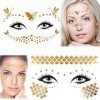 23 Feuilles Métal Tatouages ​​Temporaires, Tatouages ​​Métalliques Imperméables, Tatouage Visage Maquillage Flash Dor, Faux ...