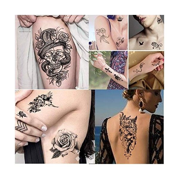 Yazhiji 40 Feuilles Grande Collection de Fleurs Tatouages Temporaires Imperméables à leau Faux Tatouage Durable pour les Fem