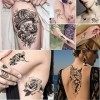 Yazhiji 40 Feuilles Grande Collection de Fleurs Tatouages Temporaires Imperméables à leau Faux Tatouage Durable pour les Fem