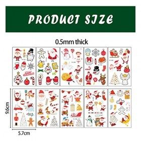 20 Feuilles Noël Tatouages Temporaires pour Enfants,Tatouage Temporaire Enfant Noël,Tatouages ephémères Enfant,autocollants d