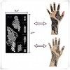 QSTOHENA Pochoir Tatouage Temporaire,9 Feuilles Mehndi Tatouage Pochoir Réutilisable Pochoir de Tatouage Temporaire pour Femm