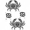 Tatouage Éphémère Signe astrologique cancer - 1 Feuille de faux tattoos astro | Bras, épaule, mollet, cuisse, jambe | Noir | ...