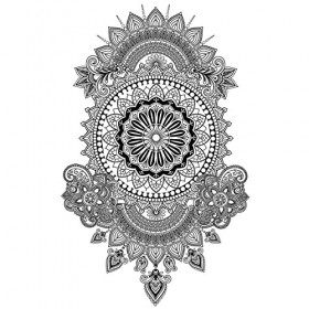 Tatouage Éphémère grand mandala - 1 Feuille d1 faux tattoo | Bras, épaule, dos, mollet, cuisse, jambe | Noir | Tatouage temp ...