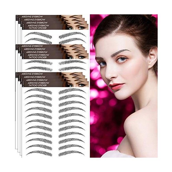 132 paires dautocollants de tatouage de sourcil! Sourcils de tatouage noir 4D imperméables et durables 3-5 jours autocollant