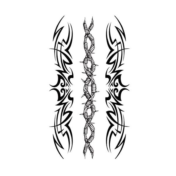 Tatouage Éphémère bracelet tribal - 1 Feuille de faux tattoos | Bras, épaule, cou, cheville, main, jambe | Noir | Tatouage te...