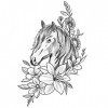 Tatouage Éphémère cheval et fleurs - 1 Feuille d1 faux tattoo animal | Bras, épaule, dos, mollet, cuisse, jambe | Noir | Tat