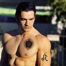 Tatouage Éphémère Signe astrologique lion - 1 Feuille de faux tattoos lion | Bras, épaule, dos, mollet, cuisse, jambe | Noir ...