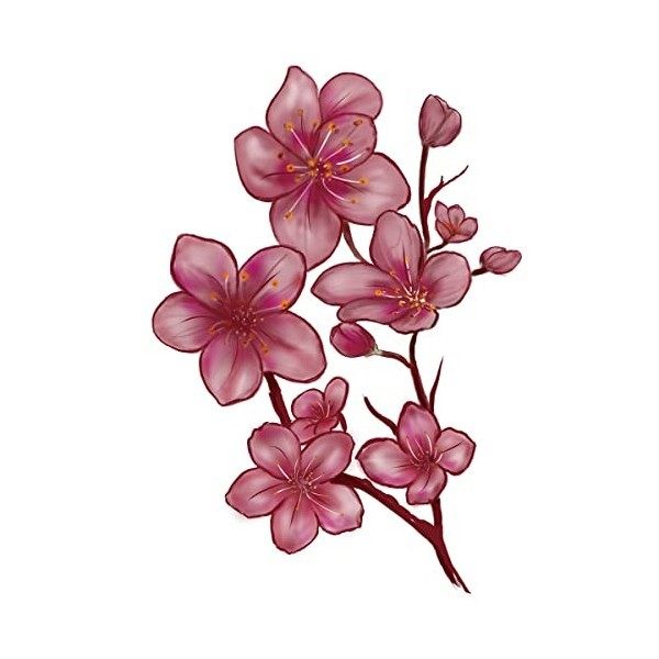 Tatouage Éphémère Fleur de Cerisier - 1 Feuille d1 faux tattoo fleur | Bras, épaule, mollet, cuisse, jambe | Rose | Tatouage ...
