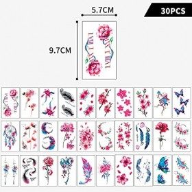 WOOXDYUK Tatouages temporaires réalistes, 30 feuilles, Minuscules petits tatouages amovibles, 30 pièces de fleurs sauvages In