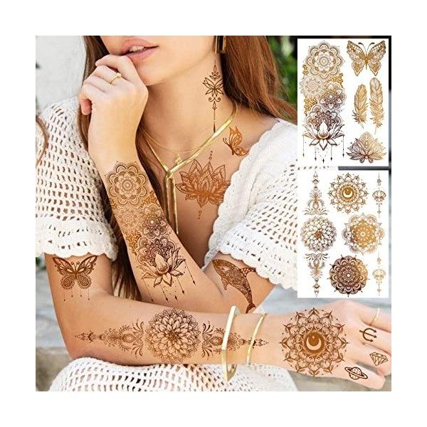 LAROI 10 Feuilles 3D Sexy Rose Fleur Tatouage Temporaire Femme Autocollant Filles Imperméable À Leau Faux Tatouage Adultes G