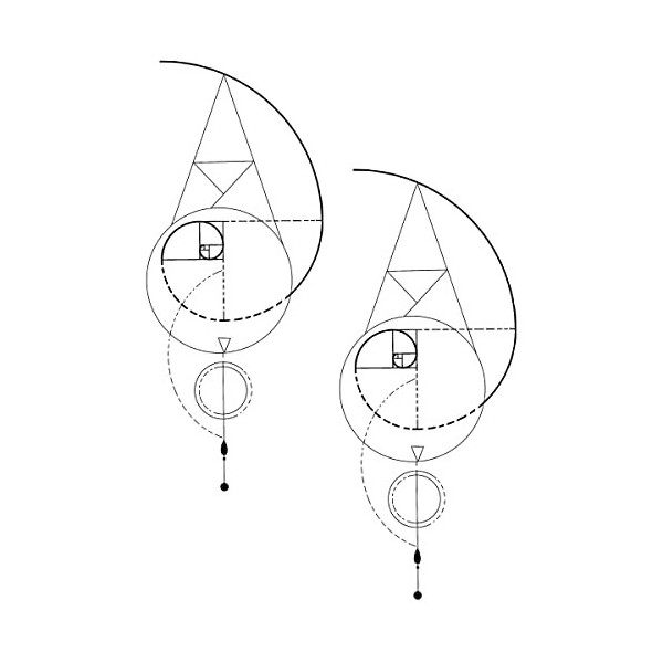 Tatouage Éphémère ligne et courbes - 1 Feuille de faux tattoos géométriques | Bras, épaule, dos, mollet, cuisse, jambe | Noir...