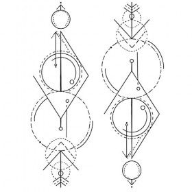 Tatouage Éphémère ligne et courbes - 1 Feuille de faux tattoos géométriques | Bras, épaule, dos, mollet, cuisse, jambe | Noir...