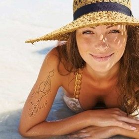 Tatouage Éphémère ligne et courbes - 1 Feuille de faux tattoos géométriques | Bras, épaule, dos, mollet, cuisse, jambe | Noir...