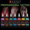 DLD Lot de 14 encres de tatouage permanentes pour tatouage - Noir et rouge - Flacon de 30 ml