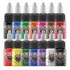 HAWINK Tattoo Ink Set Ensemble dencre de Tatouage 15 ml 14 oz 14 Bouteilles TI203-15-14 Tatouage