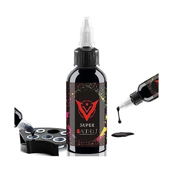 Baodeli Elemental Tattoo Supplies Encre noire 30 ml Parfait pour doublure et ombrage - Tribal - Permanent - Stable - Vérita