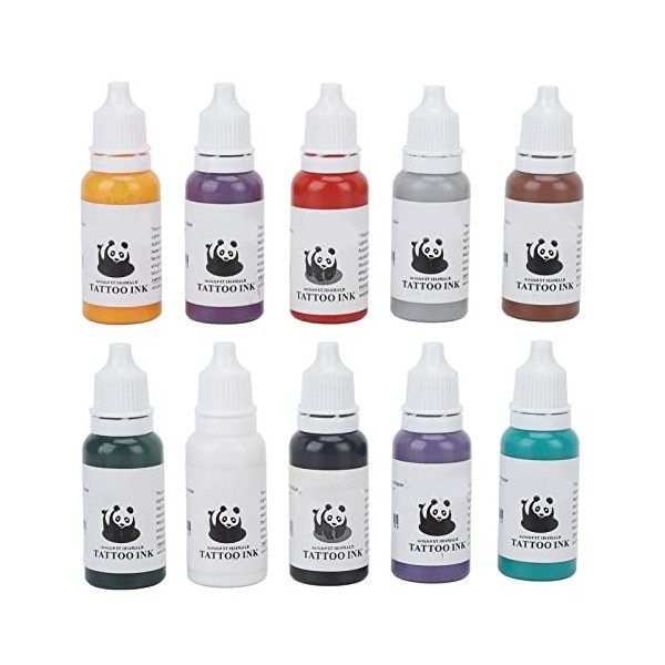 Kit Dencre de Tatouage Professionnel, 10 Encres de Couleur de Tatouage, Kit Dencre de Tatouage avec 10 Couleurs 15 Ml Chaqu