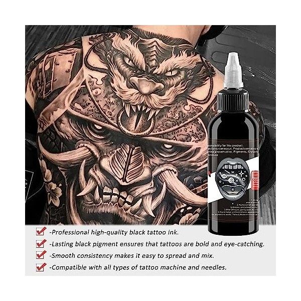 Baodeli 1 flacon dencre de tatouage super noire – Tribal – Nuance – Sûre – Permanente – Encre noire pure dynamique pour tato