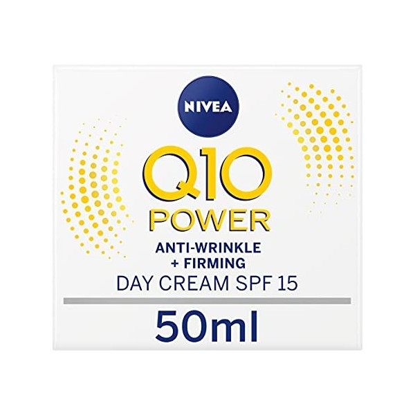 NIVEA Q10 Power SPF15 Crème de jour raffermissante, hydratante anti-âge + créatine & Q10 pour femme Réduit lapparence des ri ...