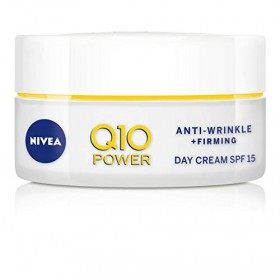 NIVEA Q10 Power SPF15 Crème de jour raffermissante, hydratante anti-âge + créatine & Q10 pour femme Réduit lapparence des ri ...