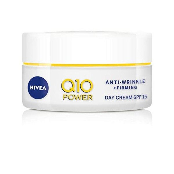 NIVEA Q10 Power SPF15 Crème de jour raffermissante, hydratante anti-âge + créatine & Q10 pour femme Réduit lapparence des ri ...