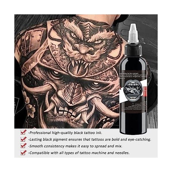 Baodeli Super Black Tattoo Ink – Tribal – Nuance – Encre noire pure dynamique sans danger pour la peau – Tatouage permanent p