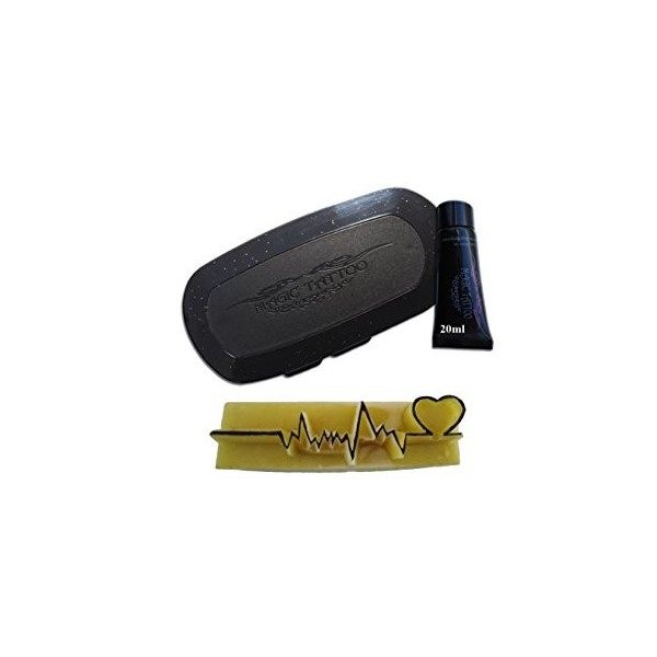 Pierre Tatouage Temporaire Ephémère ELECTOCARDIOGRAMME 5 cm x 1.5cm Magic Tattoo- Encre 15 +Encreur L Tatouage