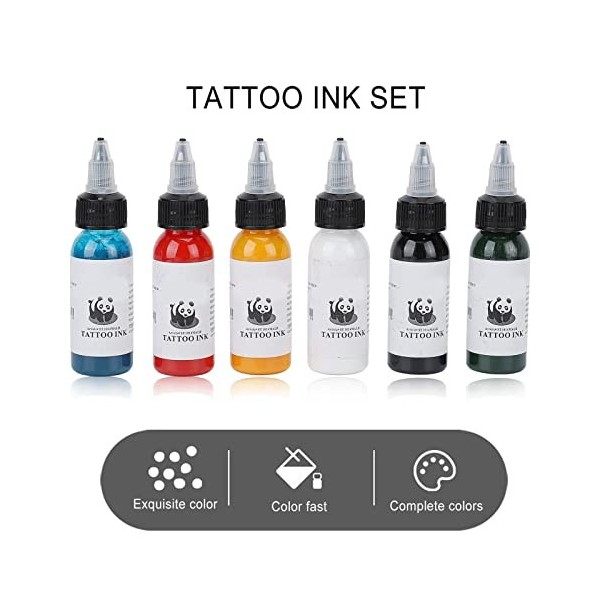 Kit Dencre de Tatouage, 6 Pièces Kit Dencre de Tatouage Kit de Tatouage 6 Couleurs Primaires Kit Dencre de Tatouage Kit de