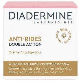 Diadermine - Crème Visage Jour - Soin Visage Anti-Rides Double Action - Actif Hyaluron et Protéine de Soja - Lisse visiblemen...