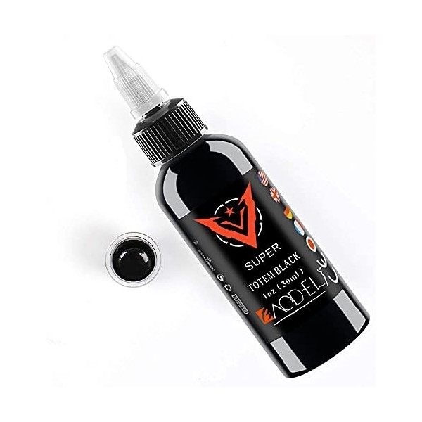 DLD Encre de tatouage permanente noire pure pour tracer des tatouages tribaux - 60 ml - Pigment végétalien - 56,7 g