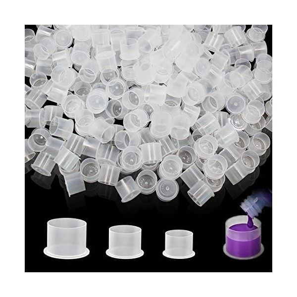 Tatouage Encre Caps avec Socle- Emalla 300Pcs Jetable Encre de Tatouage Gobelets 11mm 14mm 17mm Cup Tatouage pour Tattoo Ink 