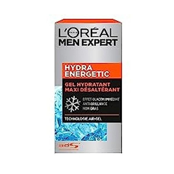 LOréal Men Expert - Gel Hydratant Visage pour Homme - Soin Maxi Désaltérant - Effet Glaçon Rafraîchissant - Technologie Air-