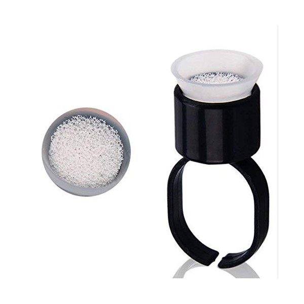 50 pièces Microblading Anneau Tasses, Bague de Tasses de Pigment avec éponge, Porte-encre de Tatouage de Sourcil pour le Supp