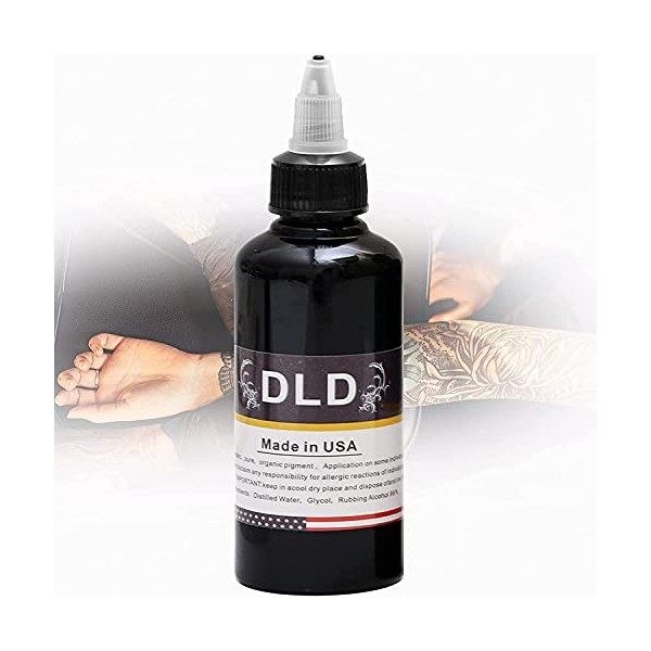 DLD Tout Usage Encre De Tatouage Noire Pure Doublure Tribale Permanente Noir Foncé DéCrivant Les Tatouages ​​Stick Et Poke Pi