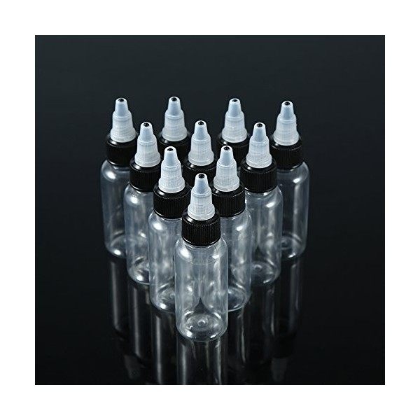 Bouteilles dencre vides de tatouage avec des bouchons torsadés, accessoires de tatouage de bouteilles en plastique de 10pcs 